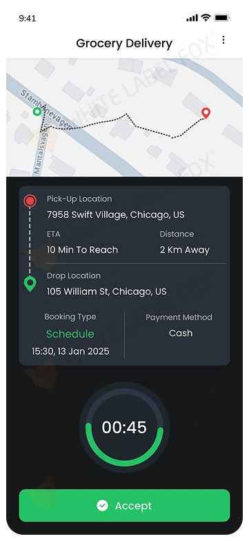 driver app - delivery request