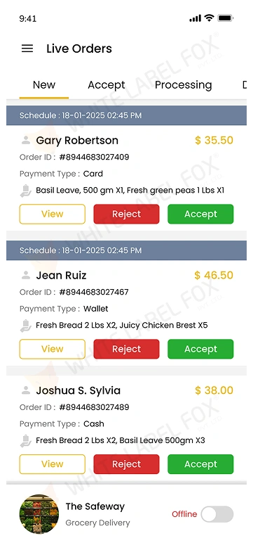 store app - live orders