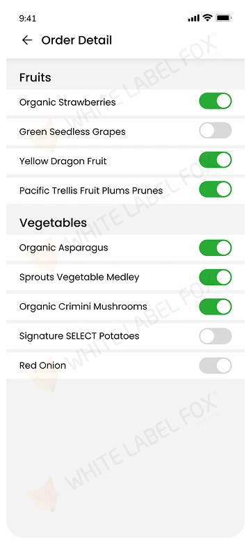 store app - order selection