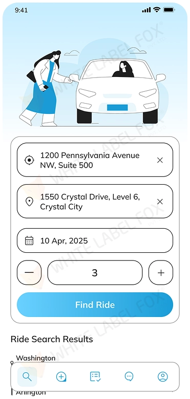 Ride-sharing app booking screen