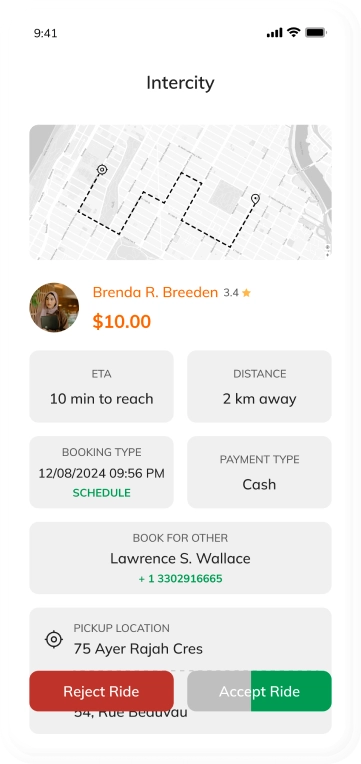 Driver app - home screen