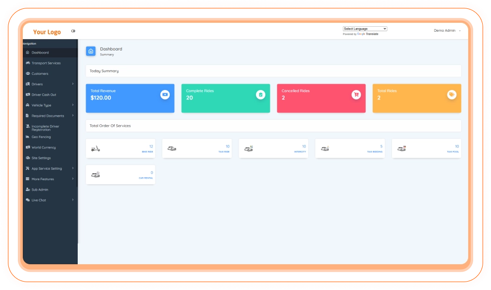 DiDi Clone - Admin Panel
