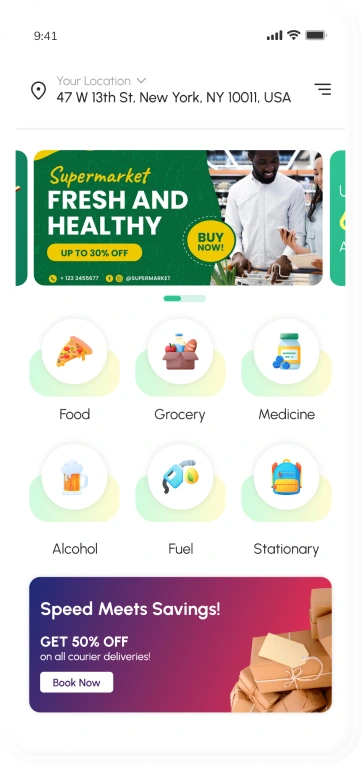 customer app - home screen