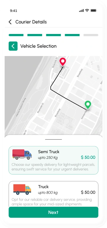 customer app - courier details
