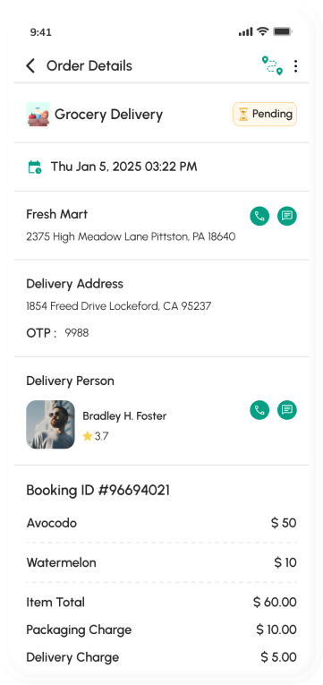 customer app - order details
