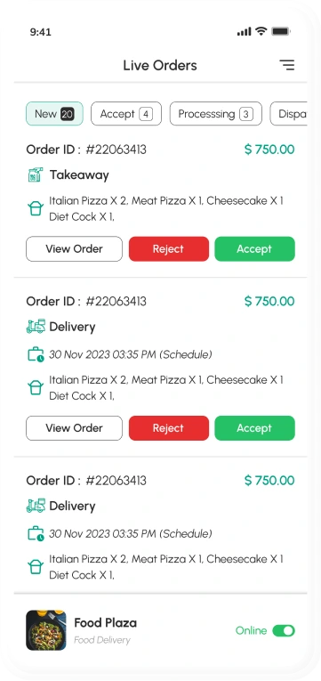 store app - live orders