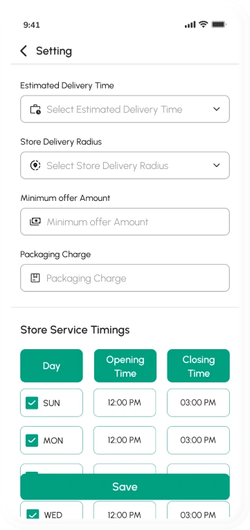 store app - setting