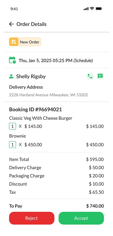 Order details view