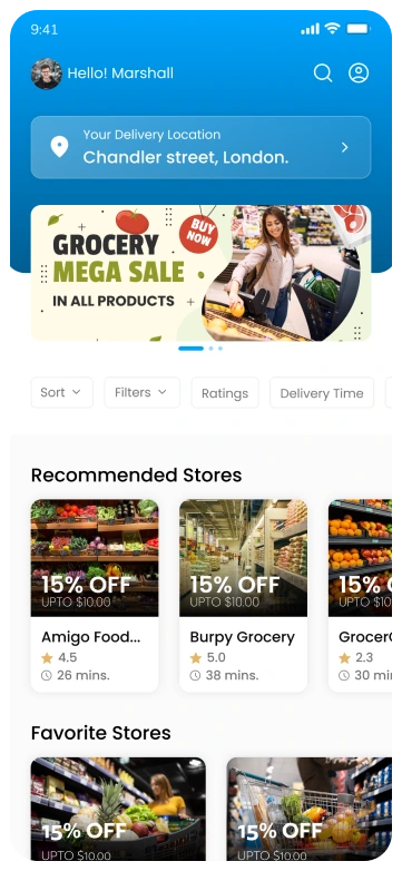 gopuff clone customer app- home screen