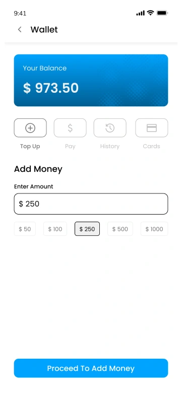 gopuff clone customer app - wallet payment