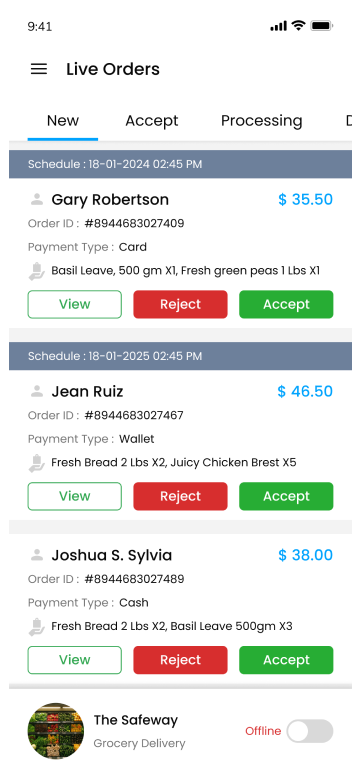 gopuff clone store app – live order status view