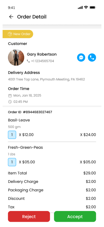 gopuff clone store app – customer and order details
