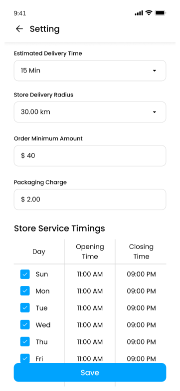 gopuff clone store app – delivery settings