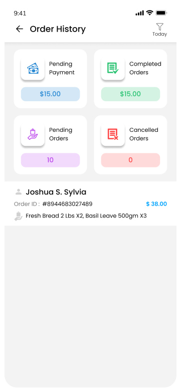 gopuff clone store app – order history
