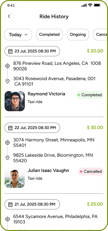 Fox Drive user app – real-time ride tracking