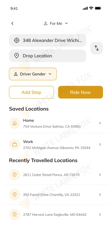 customer app Service selection