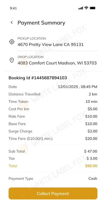 Driver app dashboard