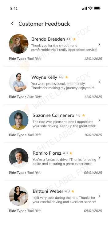 Driver app - Select vehicle and service