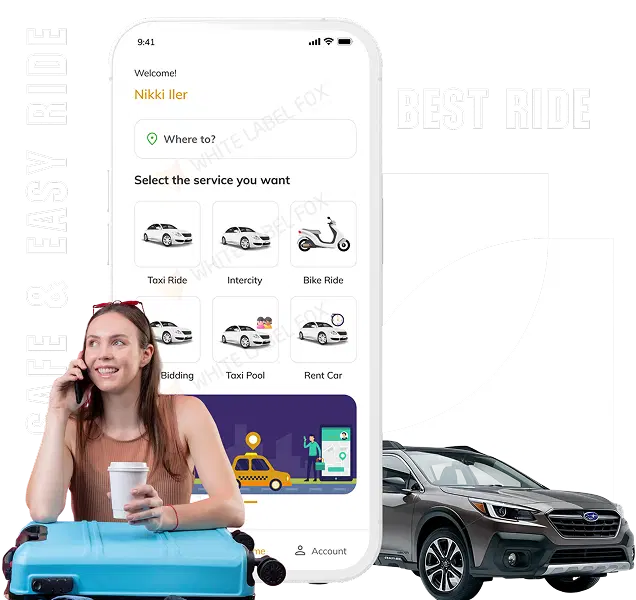 Customer ride-booking app interface