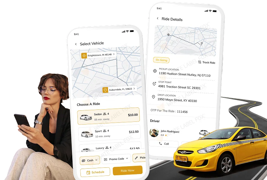 Taxi booking app interface