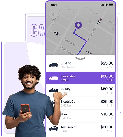 Ola clone ride booking screen