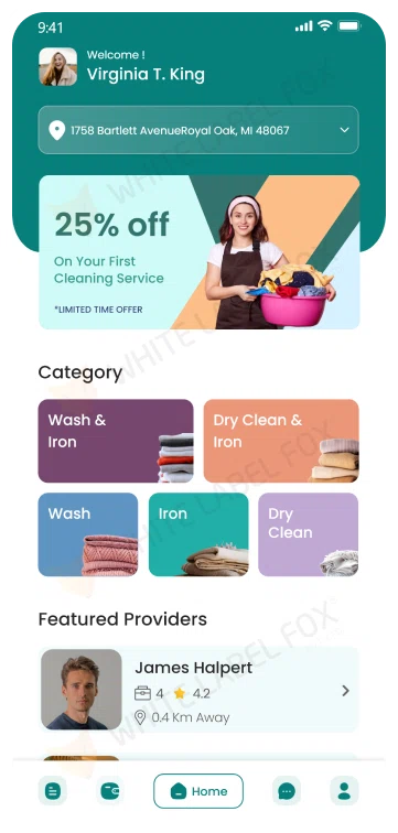 customer app - home screen