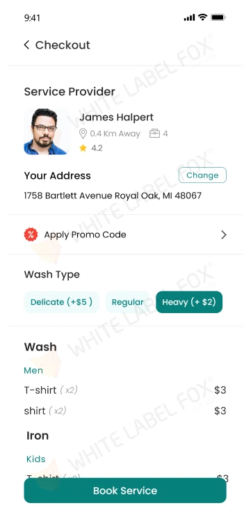 customer app - Checkout process screen