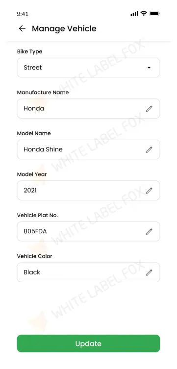 Manage vehicle details in driver app