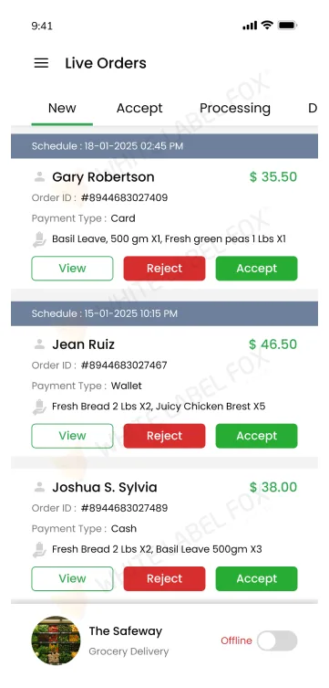 Manage orders in store app