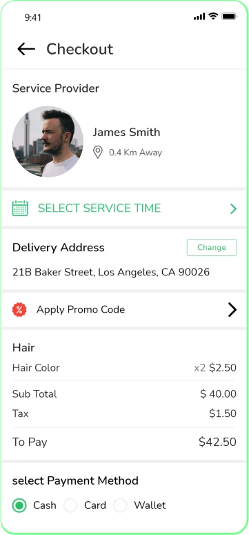 customer app - Checkout process screen