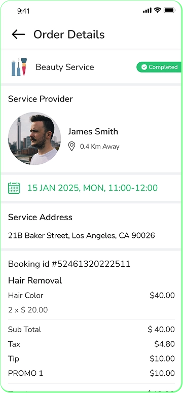 customer app - order details