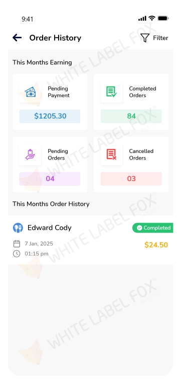 driver app - order history