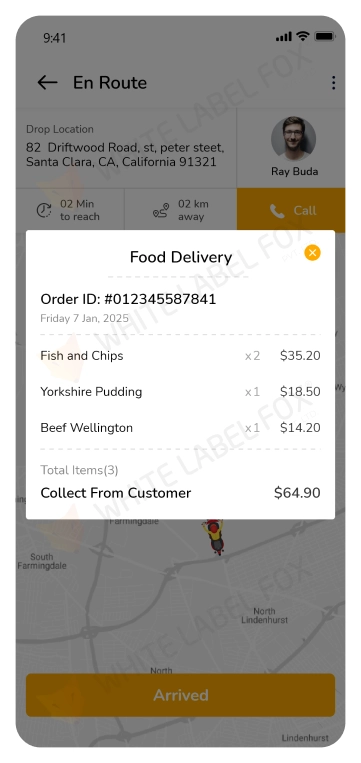 driver app - Order pickup confirmation