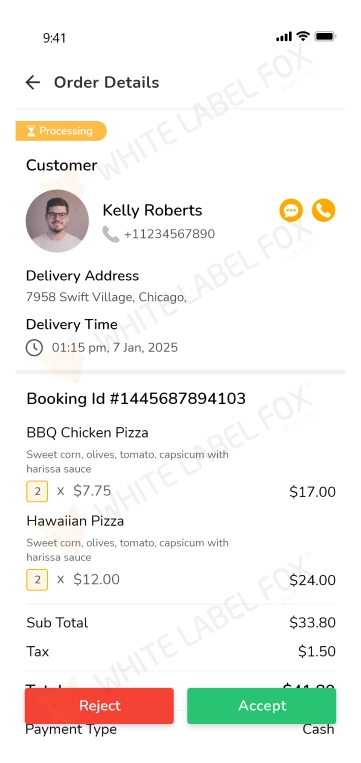 Restaurant App - order details