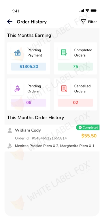 Restaurant App - order history