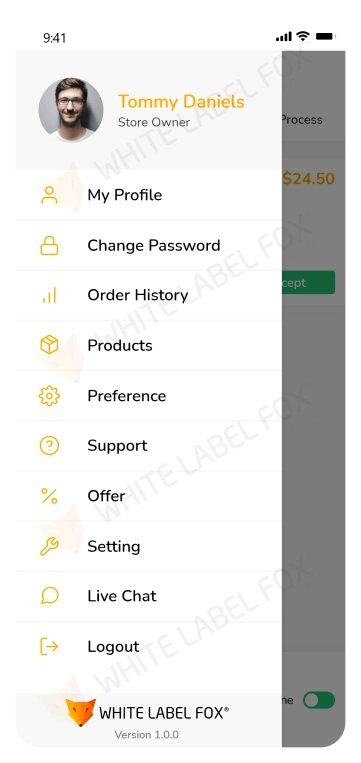 Restaurant App - profile setting