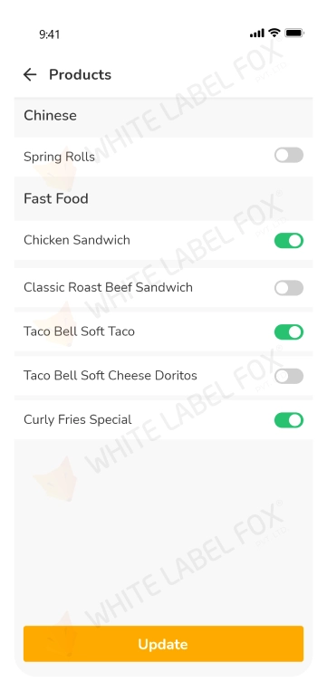 Restaurant App - products