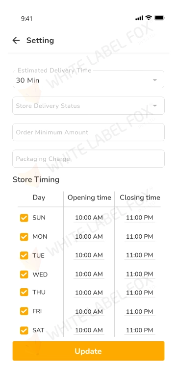 Restaurant App setting