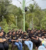 Employees on a corporate retreat