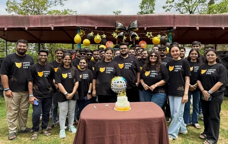 Employees on a corporate retreat