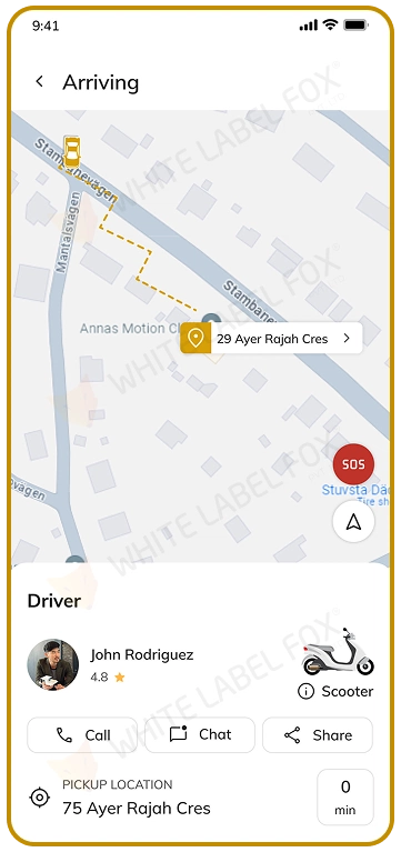 customer app - arriving