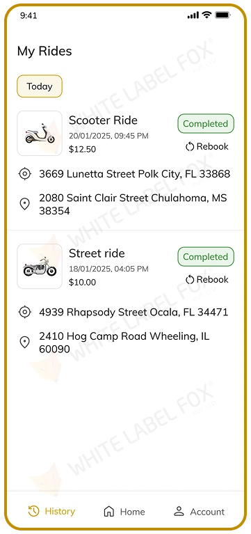 customer app - my rides