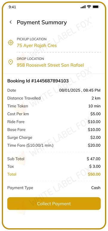 driver app - payment summary