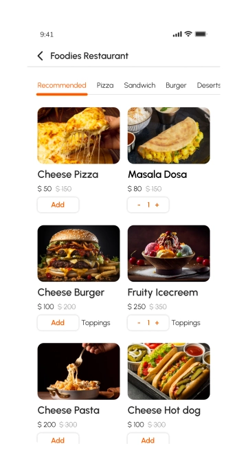 customer app - home screen