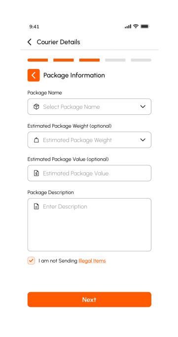 customer app - courier details