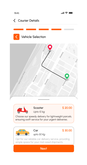customer app - vehicle selection
