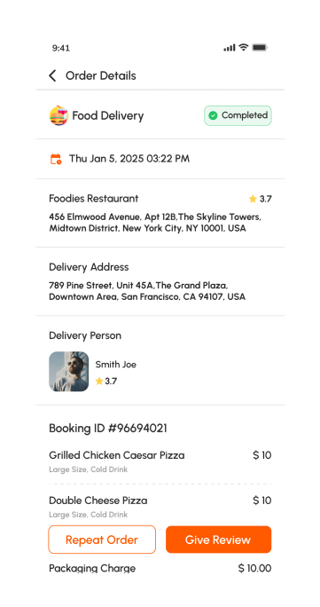 customer app -order details