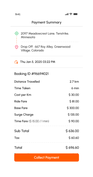 driver app - payment summary