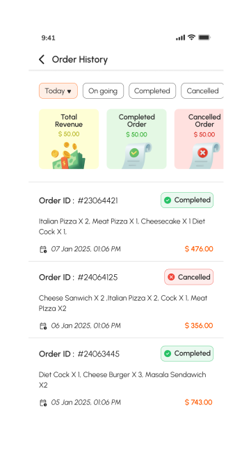 store app - order history
