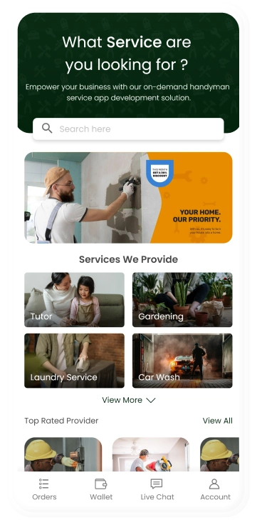 customer app - browse service categories